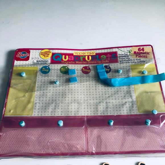 Teeny Tiny Quadruplets Wooden Magnetic Doll Dress Up Toy Montessori Learning - Picture 8 of 11